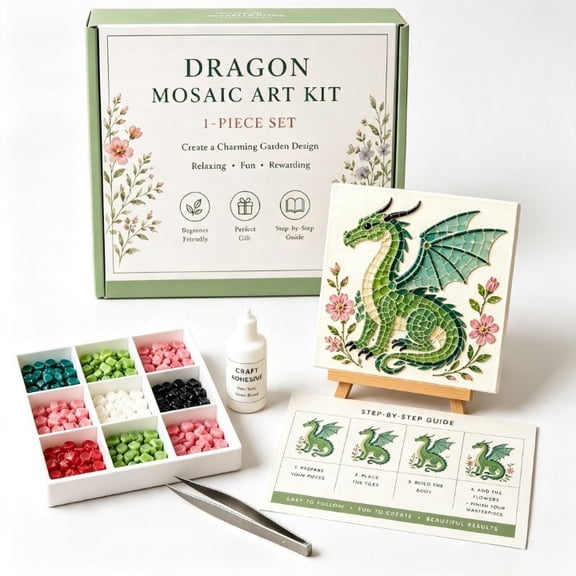 Garden & Woodland Mosaic Art DIY Kit, Birds and Animals Theme Sea Glass Mosaic Art Kit, Creative Handmade Home Ornament, DIY Craft Gift for Adults & Beginners, Animals Lovers