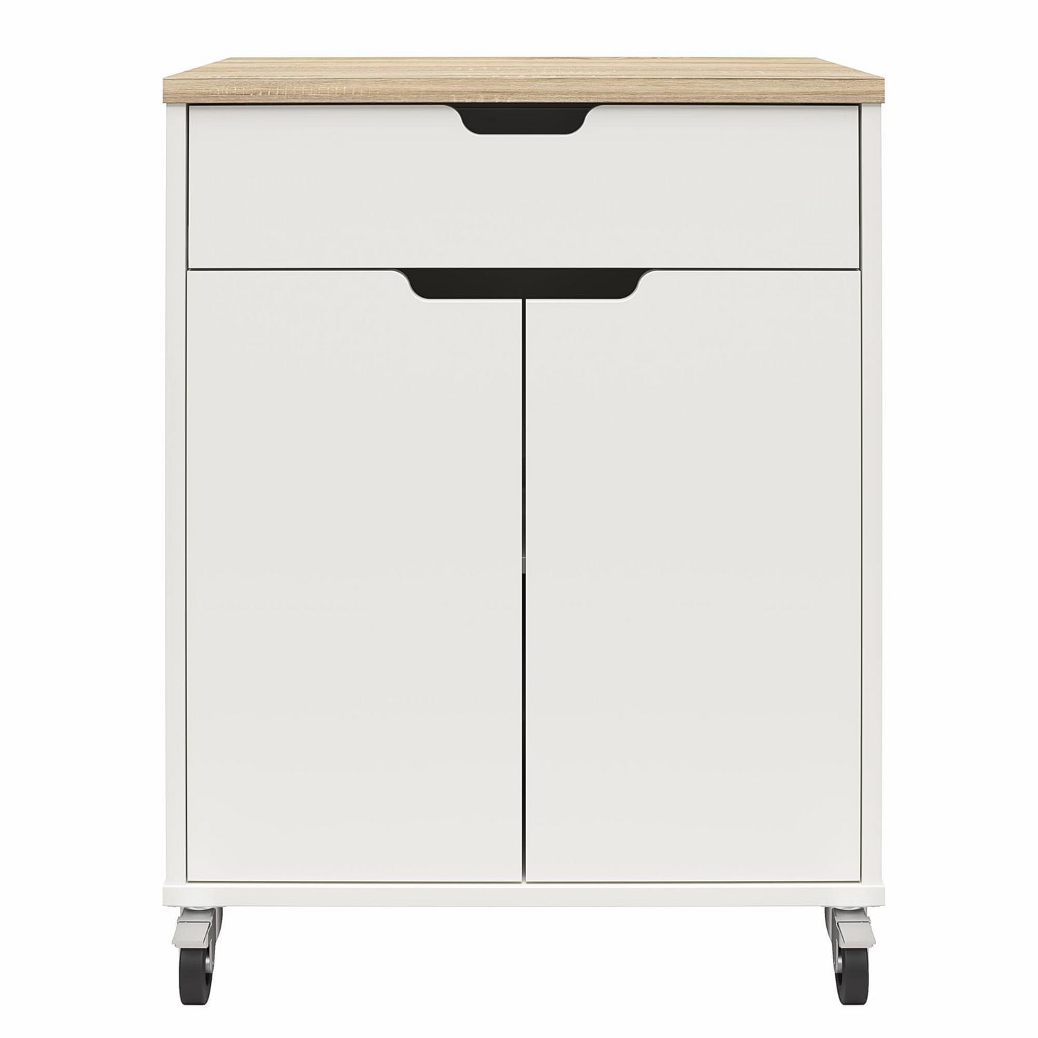 Systembuild Evolution Versa 2 Door/1 Drawer Storage Cart with Locking Casters , White and Weathered Oak