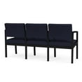 thumbnail image 5 of Lesro Lenox Steel Fabric 3-Seat Waiting Room Guest Reception Chair in Black/Open House Navy, 5 of 5