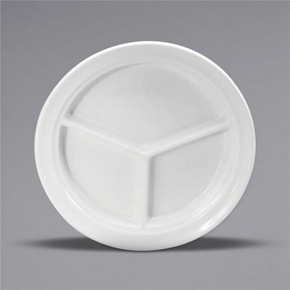 Buffalo F9010000143 9.5 in. Cream White Ware Rolled Edge Porcelain Compartment Plate