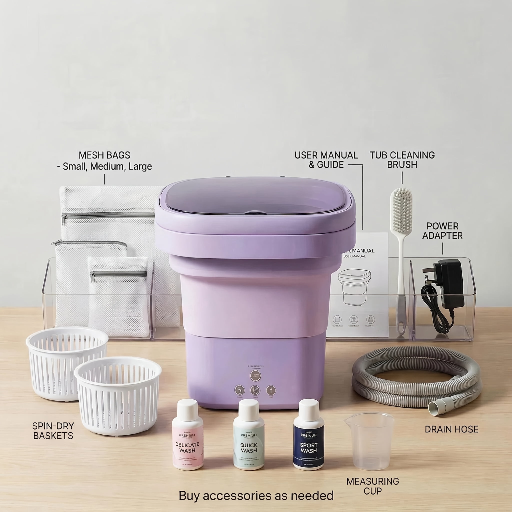 Portable Mini Washing Machine, High Capacity, 3 Deep Cleaning Modes, Suitable for Underwear, Apartments, Travel, RVs, Camping, Laundry Solution, Space-Saving Design, Multimode Washer
