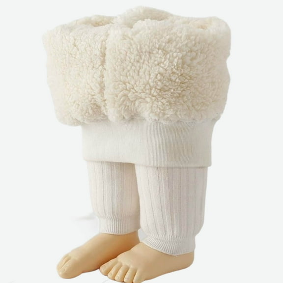 Girls Boys Fleece Joggers Sweatpants Winter Warm Straight Pants Kids Baby Thick Thermal Fuzzy Sport Trousers New Children Workout Active Dance Tights White 1-2 Years