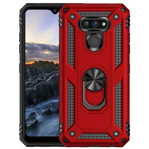 Nakedcellphone [Red Bandit Case] Flexible TPU Phone Cover with Finger Grip Viewing Stand [Anti-Shock, Anti-Fingerprint] for Cricket LG Harmony 4, LG Premier Pro Plus (L455DL)