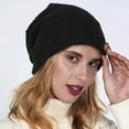 thumbnail image 5 of ManxiVoo Unisex Winter Warm Knitted Beanie with Grid Diamond Design and Soft Pile Lining for Ear Protection in Cold Weather Outdoor Activities Black, 5 of 6