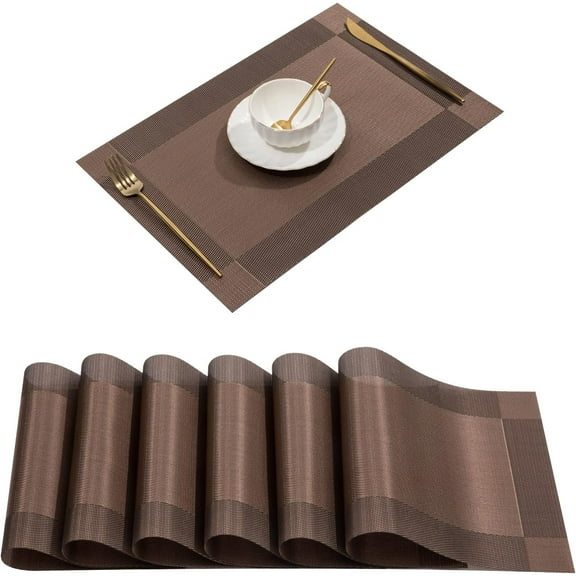 YumSur Set of 6 Placemats,11.8x17.7in PVC Non-Slip Washable Place Mats, Tear-Resistant Heat-Resistant Placemats