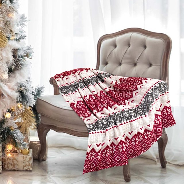 Herramientas y mejoras para el hogar Manta navideña con estampado de renos y copos de nieve, franela cálida para invierno, decoración de sofá, manta de franela