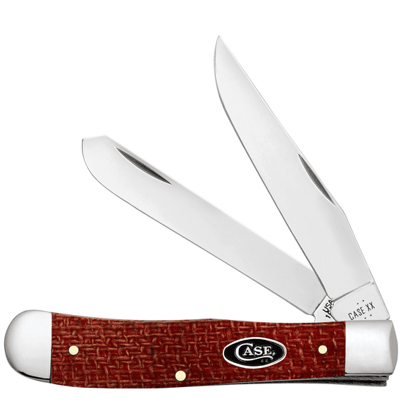 Case Knives Dark Red Burlap Micarta - Sm Trapper
