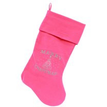 Velvet Christmas Stocking Screen Printed, "Shimmer Christmas Tree"