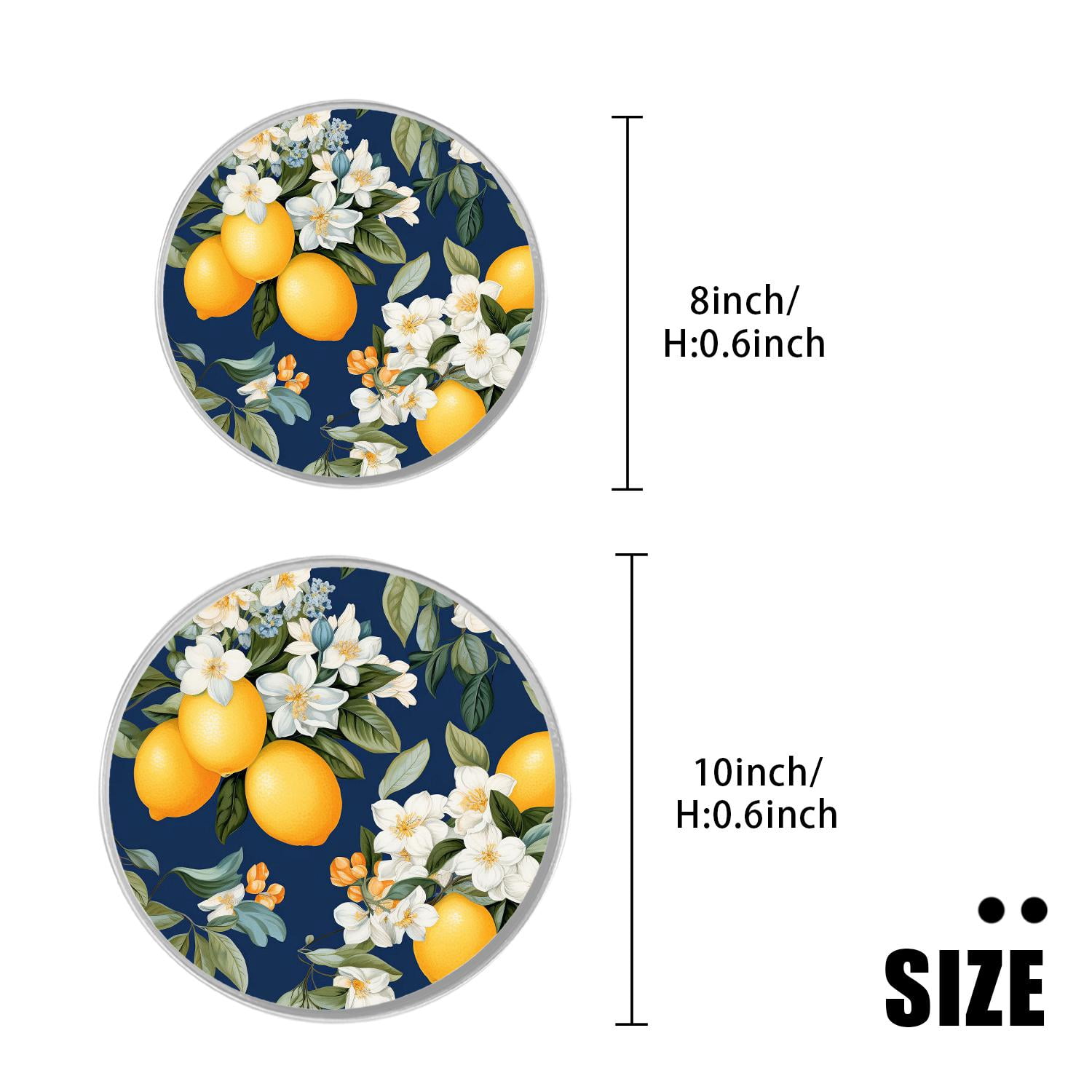 Round Stove Burner Covers 4 Pcs Metal Electric Stove Burner Covers 8Inch And 10Inch ,Mediterranean Yellow Lemon lovely