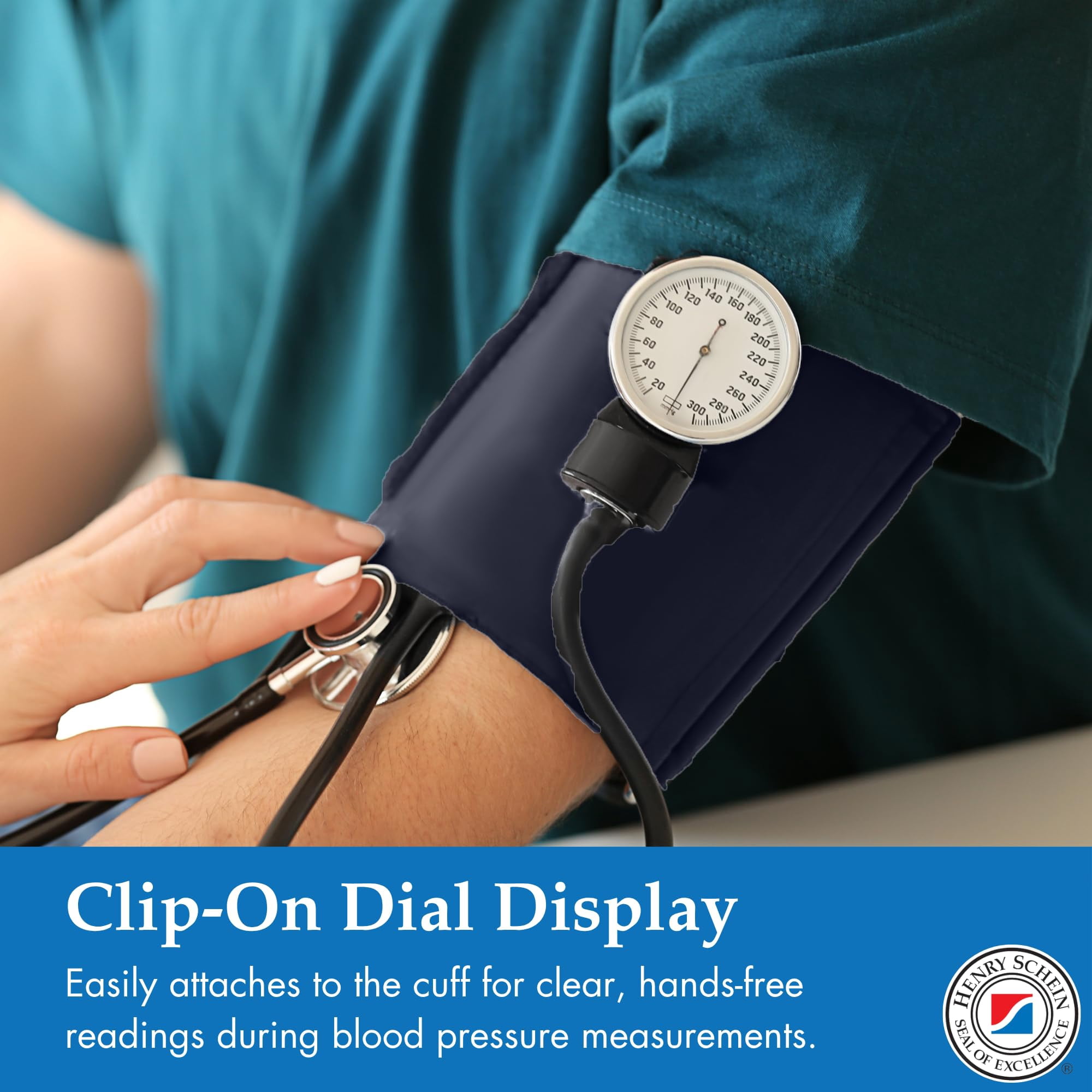 Adult Pro Aneroid Sphygmomanometer – Size 11 Navy Blue Cuff, Manual Blood Pressure Monitor, Reusable, Dial Display, Includes Leatherette Carrying Case – 1 Count