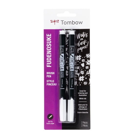Tombow Fudenosuke Brush Pens - Pkg of 2, White