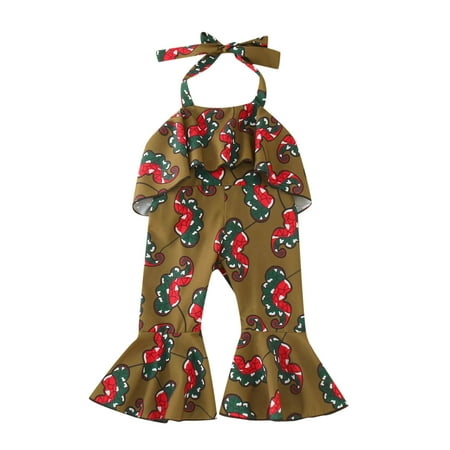 

Toddler Girls African Traditional Style Sleeveless Ruffles Romper Kids Ankara Backless Suspenders Jumpsuit Baby Dress 12 Months Rompers for Toddlers