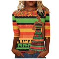 thumbnail image 2 of Brnmxoke Women's 3/4 Sleeve Tops Dressy Casual Business Work Blouses African American Art Culture Graphic Tops Black History Month Three Quarter Length Shirts Multicolor,XXXXXXL, 2 of 5