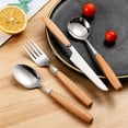 thumbnail image 3 of Stainless Steel Flatware Set with Wood Handle,Dinnerware Set with Spoon Fork Knife,Heavy-Duty Family Cutlery Set for Rust Resistant Daily Dining Home Camping Travel,Silver, 3 of 4