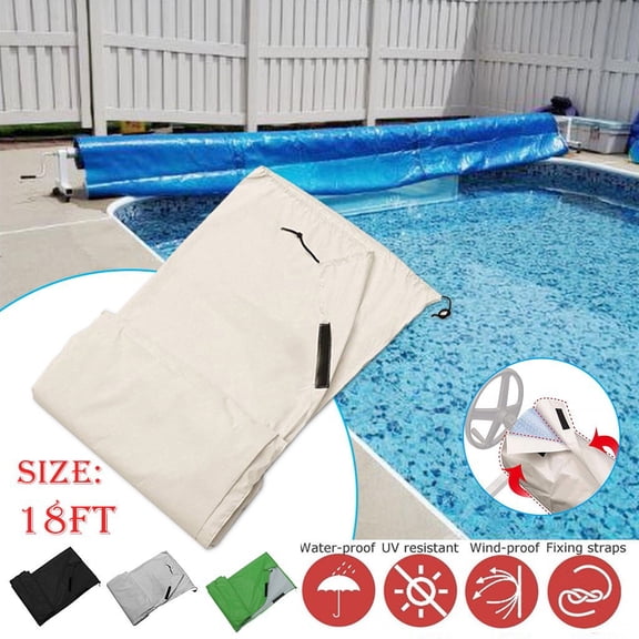 Swimming Pool Protective Cover, Waterproof Pool Reel Cover Blanket Cover for Pools Up To 18X3 Feet Wide