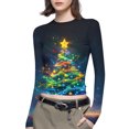 thumbnail image 2 of FDGIU 2025 Women's Funny Christmas Shirt - Long Sleeve Crew Neck Tunic Top, Cute Holiday Print for Party & Family Gathering, 2 of 6