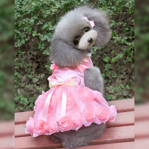 FloreceBien Pet Vestido de novia para perros pequeños con lazo