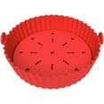 thumbnail image 4 of EcoNesxp Red Quart or Larger Air Fryer XL with Round Silicone Mat 1/8 Inch Air Fryer Silicone Liner Non-stick Easy Clean Large Reusable Air Fryer Silicone Basket 7 Quart or Larger Air Fryer, 4 of 5