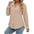 thumbnail image 4 of Fantaslook Plaid Button Down Shirts for Women Dressy Casual Long Sleeve Shirts Collared Work Blouses Tops, 4 of 10