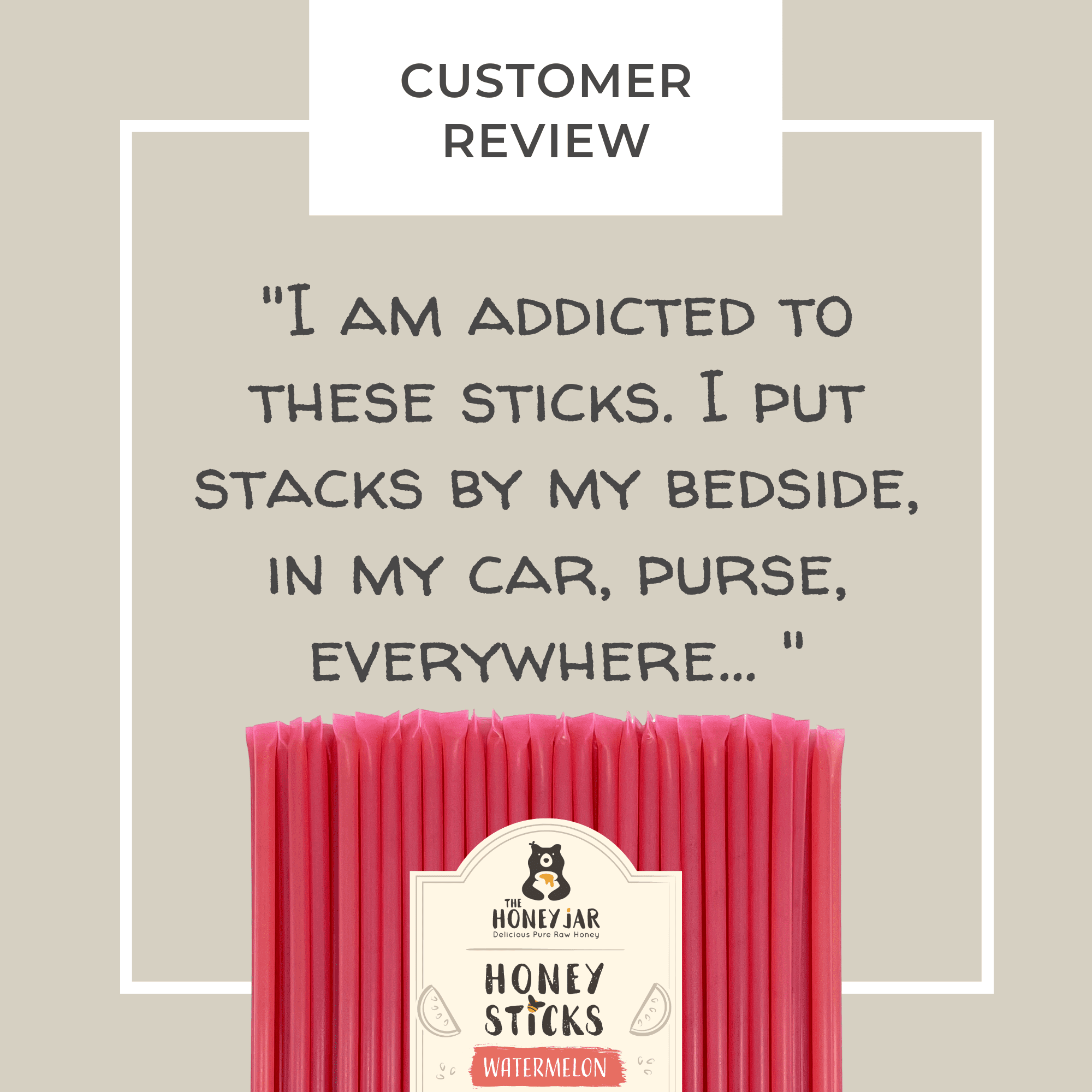 The Honey Jar - Watermelon Flavored Honey Sticks - 100 Count Package