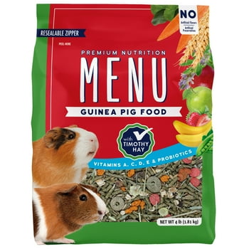 Menu Premium Guinea Pig Food - Timothy Hay Pellets Blend -  and Mineral Fortified, 4 lbs.