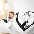 thumbnail image 4 of Feelyou White Ghost Print Bedding Comforter Set for Teen, Black Mystic Cat Twin Comforter Sets, Cartoon Halloween Style Reversible Bedding Set, Microfiber Bedroom Decor, 2pcs, 4 of 8