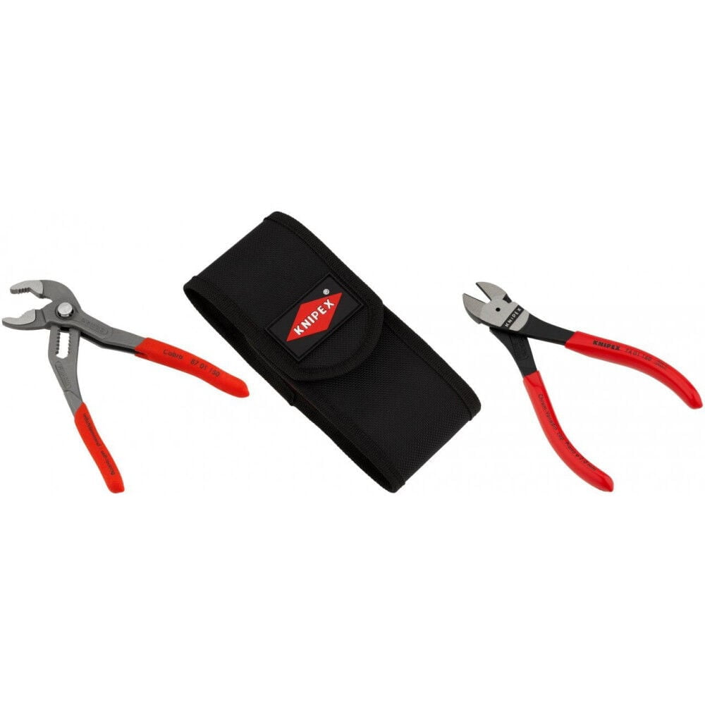 Knipex Mini Pliers Belt Pouch Set, 2 Pieces - Cobra and Diagonal Cutters