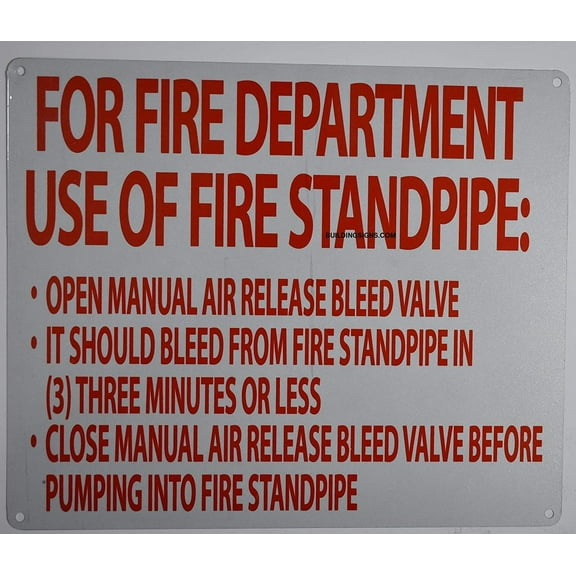 Manual air Release Sign (White, fd Rules, Reflective, Aluminium 10x12)