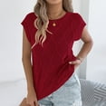 thumbnail image 2 of Womens Tops Under $10, Womens Crew Neck Sweater Vest Oversized Sleeveless Casual Cable Knit Pullover Top Summer Solid Color Blouses Wine M, 2 of 8