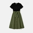 thumbnail image 2 of PatPat Women Dresses Mommy and Me Family Matching Outfits Splicing Short-sleeve & Dresses for Women, Black & Green, 2 of 9