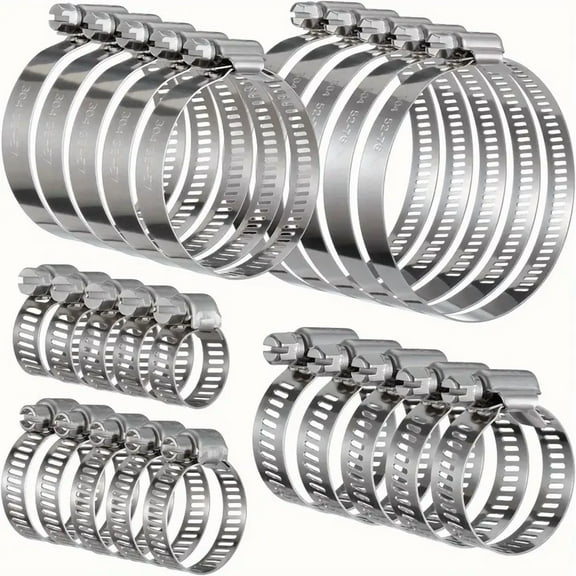 HOMNEER 25pcs Stainless Steel Hose Clamps Assortment Kit - for Fuel Line, Plumbing, Automotive, 304 Grade, 25/64" to 2-3/4" (10-76 mm) Size Range
