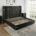 thumbnail image 4 of VanAcc Upholstered Wingback Platform King Bed Frame with Vertical Channel Tufted Headboard, Black, 4 of 8