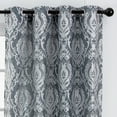 thumbnail image 4 of Chanasya Damask Pattern Luxury Blue Curtains - 108 Inch Panels with Grommets - for Living Room Windows Bedroom Kitchen Dining - Elegant Jacquard Vintage Classy Design - Room Darkening 2 Panel Set, 4 of 6
