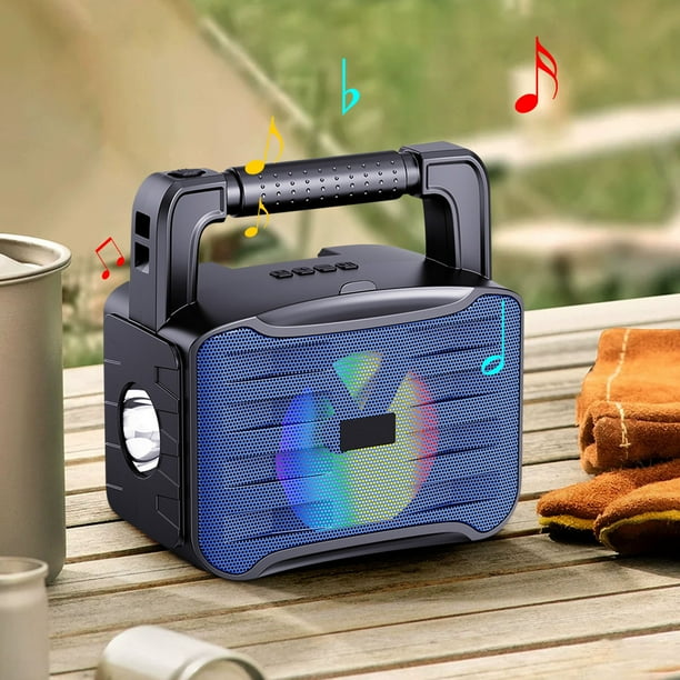 Fiudx Altavoz Solar Bluetooth, Radio Fm, Reproducción Usb y Tf, Linterna de Emergencia, Luz de Camping Portátil, Cargador Solar, Actividades Al Aire Libre, Batería de 1200 Mah, Tamaño 192 X 110 X 192