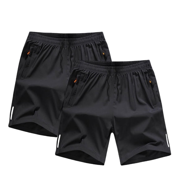 Guluxicc 2 Pack Boys' Loose Fit Athletic Shorts Zipper Pockets Quick Dry Running Shorts 7-15 Years