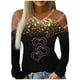 thumbnail image 3 of Honeeladyy Ventas en línea de camisetas con hombros descubiertos para mujer, camisetas con estampado de amor ahuecado, cuello en V, hombros descubiertos, blusas con recortes y tachuelas, 3 of 6