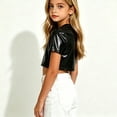thumbnail image 3 of Posijego Kids Girls Metallic T-Shirts Short Sleeve Crop Tops Party Dance Club Trendy Dressy Blouses Sizes 2-15 Years, 3 of 8