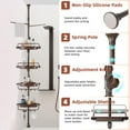 thumbnail image 3 of 32-122inch Corner Shower Caddy Tension Pole Brown, Rustproof Drill-Free Shower Shelves for Bathroom Bathtub Washbasin, Adjustable Shower Organizer with 4 Tier Patent Stable Shelves & Towel Bars, 3 of 13