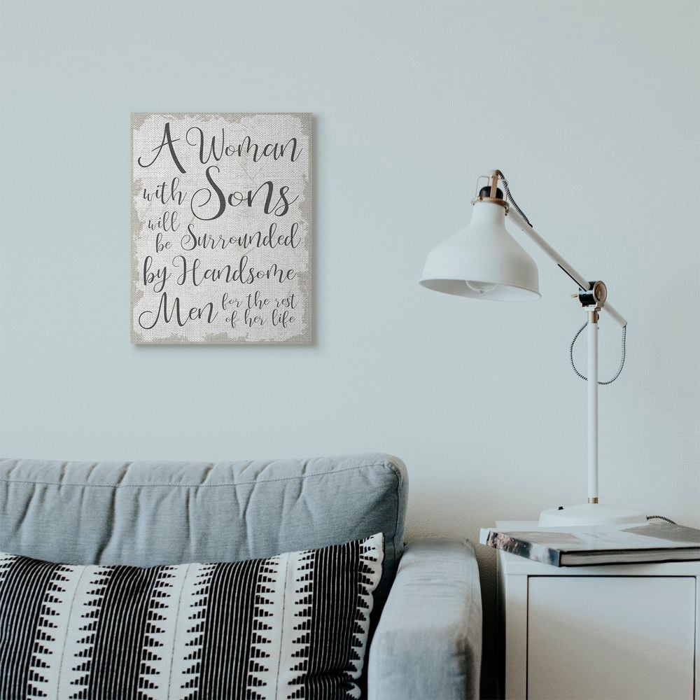 Stupell Industries Handsome Sons Home Family Inspirational Word Textured Design Canvas Wall Art by Daphne Polselli