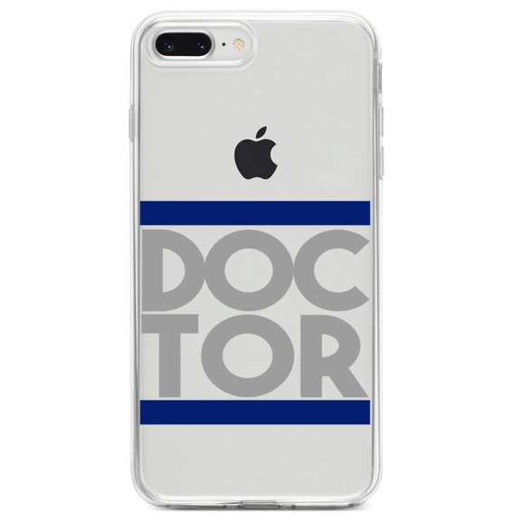 DistinctInk Clear Shockproof Hybrid Case for iPhone 7 PLUS / 8 PLUS (5.5" Screen) TPU Bumper Acrylic Back Tempered Glass Screen Protector - DOCTOR Word Art