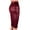 Wine Red, variant on HEVIRGO Fashion Women High Waist Split Faux Leather Knee Length Bodycon Pencil Skirt