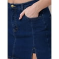 thumbnail image 5 of DARING DIVA Women's High Waisted A Line Stretchy Side Slit Mini Denim Skirt S Dark Blue, 5 of 7