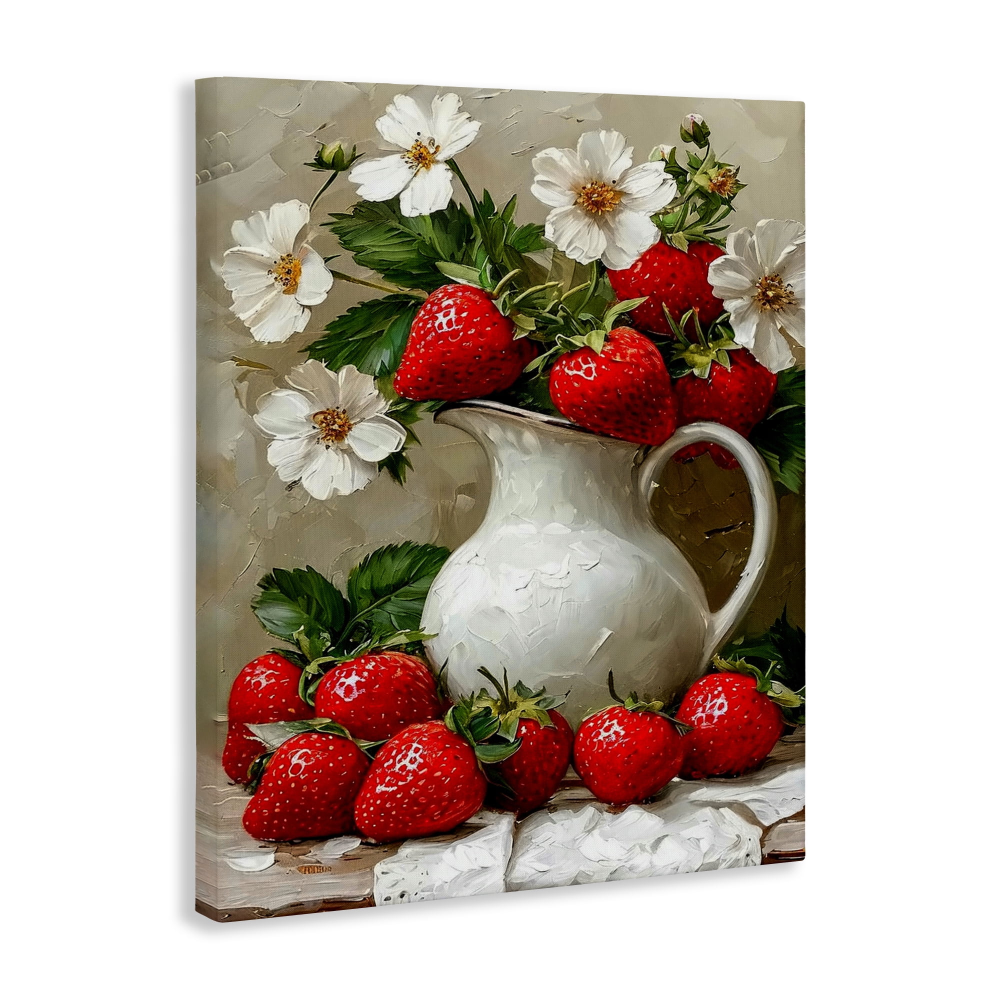 Painterly Strawberries Still Life Canvas Wall Art, design by Lettered and Lined