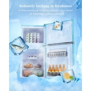 Bodare Retro Mini Fridge with Freezer: 3.2 Cu.Ft Mini Refrigerator with 2 Doors - Small Refrigerator Energy-Saving Compact Refrigerator - Small Fridge for Bedroom Dorm,Blue