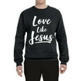 thumbnail image 2 of Wild Bobby Love Like Jesus Inspirational/Christian Unisex Crewneck Graphic Sweatshirt, Black, Small, 2 of 5