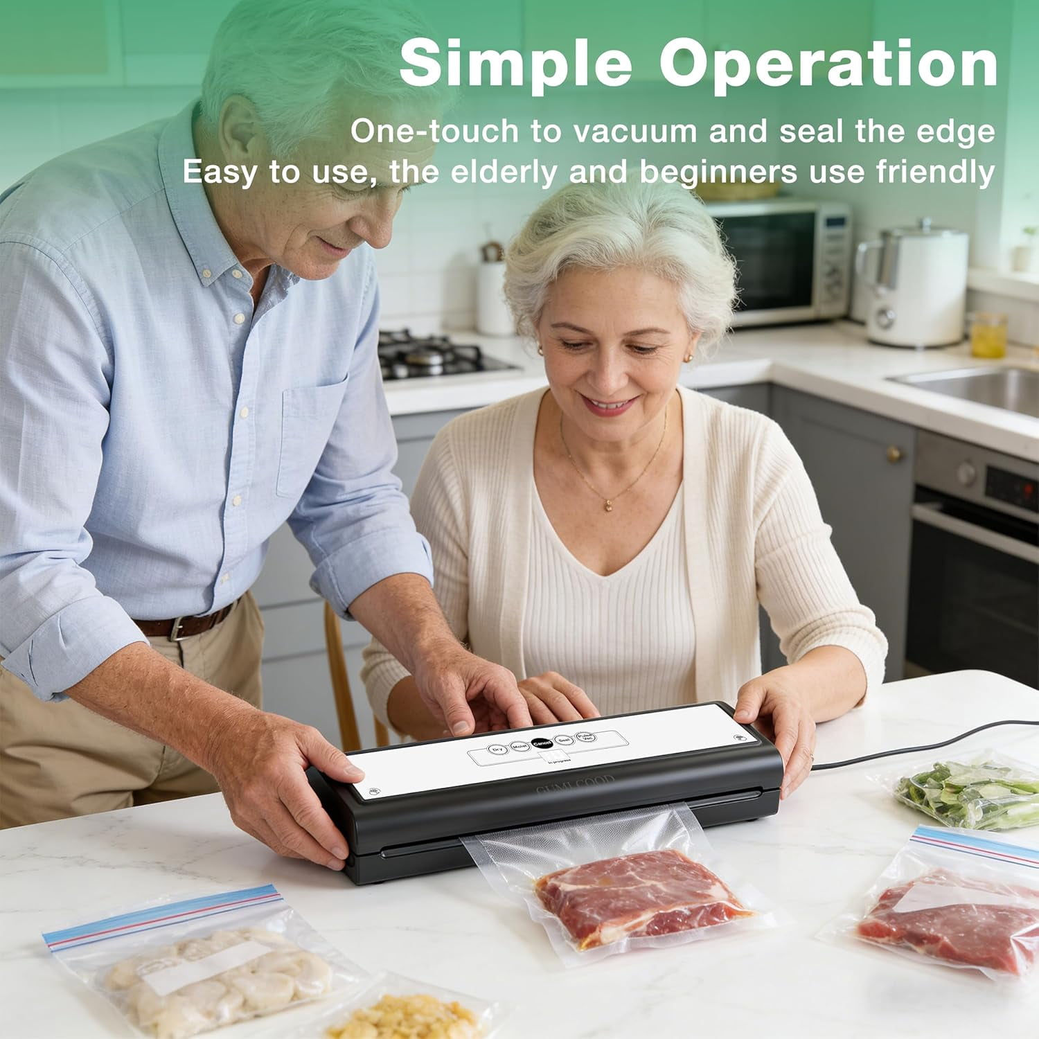 Automatic Vacuum Sealer Machine for Food with 10 Storage Bags, 5-in-1 Food Sealer for Seal a Meal, Dry & Moist Food Prep, Compact Vacuum Sealers for Freezer Preservation