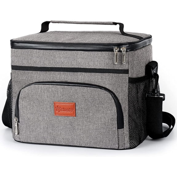 40 Can/24L Lunch Box Cooler Bag, for Picnic, School, Office, Gray