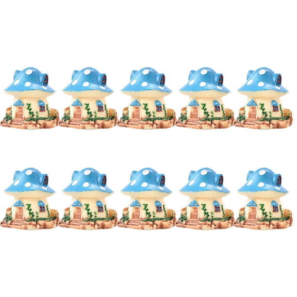 Cateissary Mushroom House Artificial Mini Lovely Atractivo Jardín Decoración Micro-Paisaje Casas en miniatura Estudio Dormitorio Patio de bricolaje Decoración Azul Cateissary HA074839-04