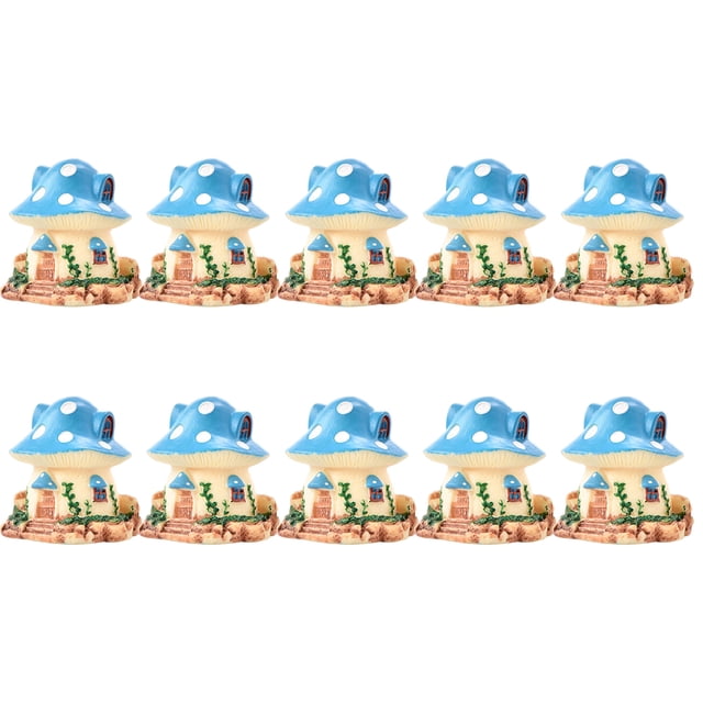 Matsuzay Mushroom House Artificial Mini Atractivo Jardín Decoración Micro-Paisaje Hada Miniatura Casas Dormitorio Carnosidad Patio Decoración Azul Matsuzay HA074839-04