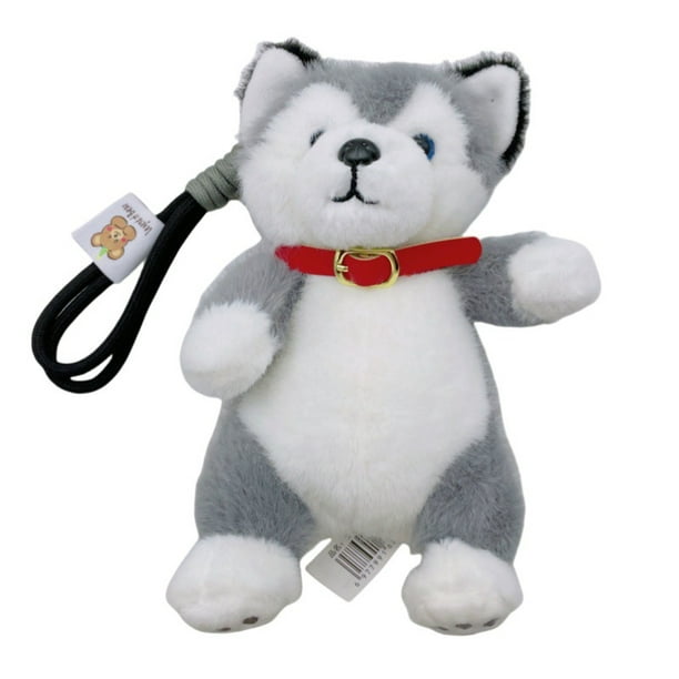 Llavero de peluche con forma de perro husky, suave, con forma de animal de peluche